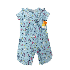 Space Doodle Shorts Romper- Size 8 - The Charlotte Letter